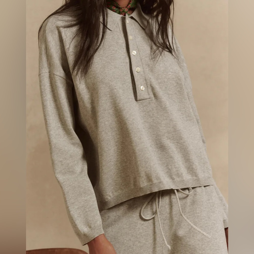 The Polo Sweater. The Great. Size 1. Heather Grey